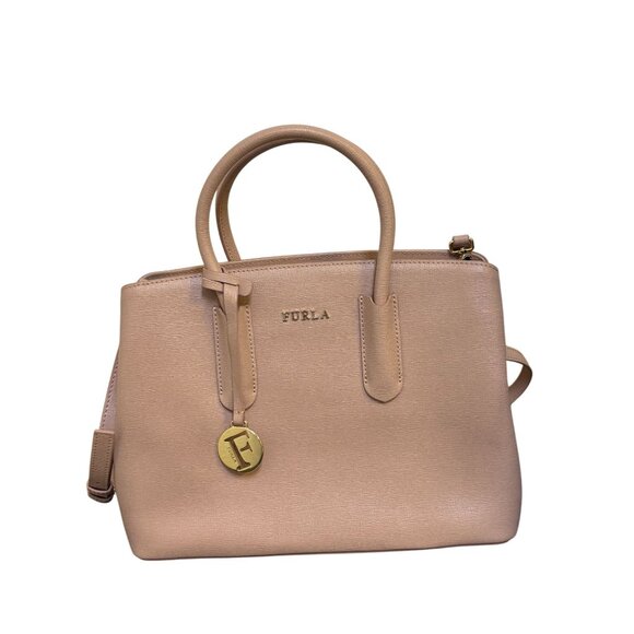 Furla Blush Pink Leather Handbag With Adjustable Crossbody Strap - Picture 1 of 11